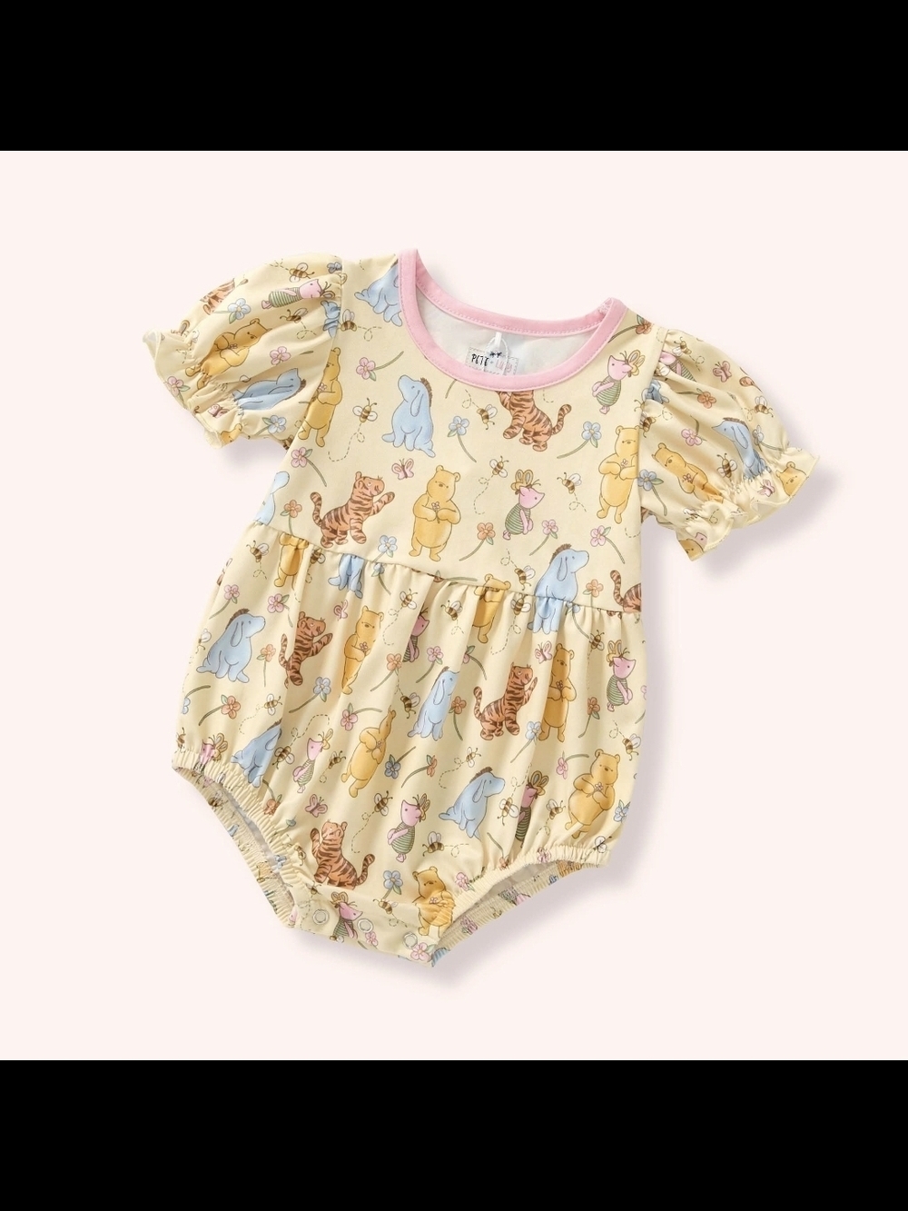 Pete + Lucy Winnie-Themed Puff Sleeve Baby Bodysuit